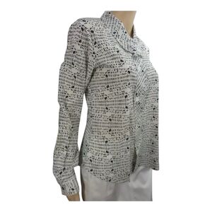 Theory Silk Women's Black and White Patterned Top Size Medium